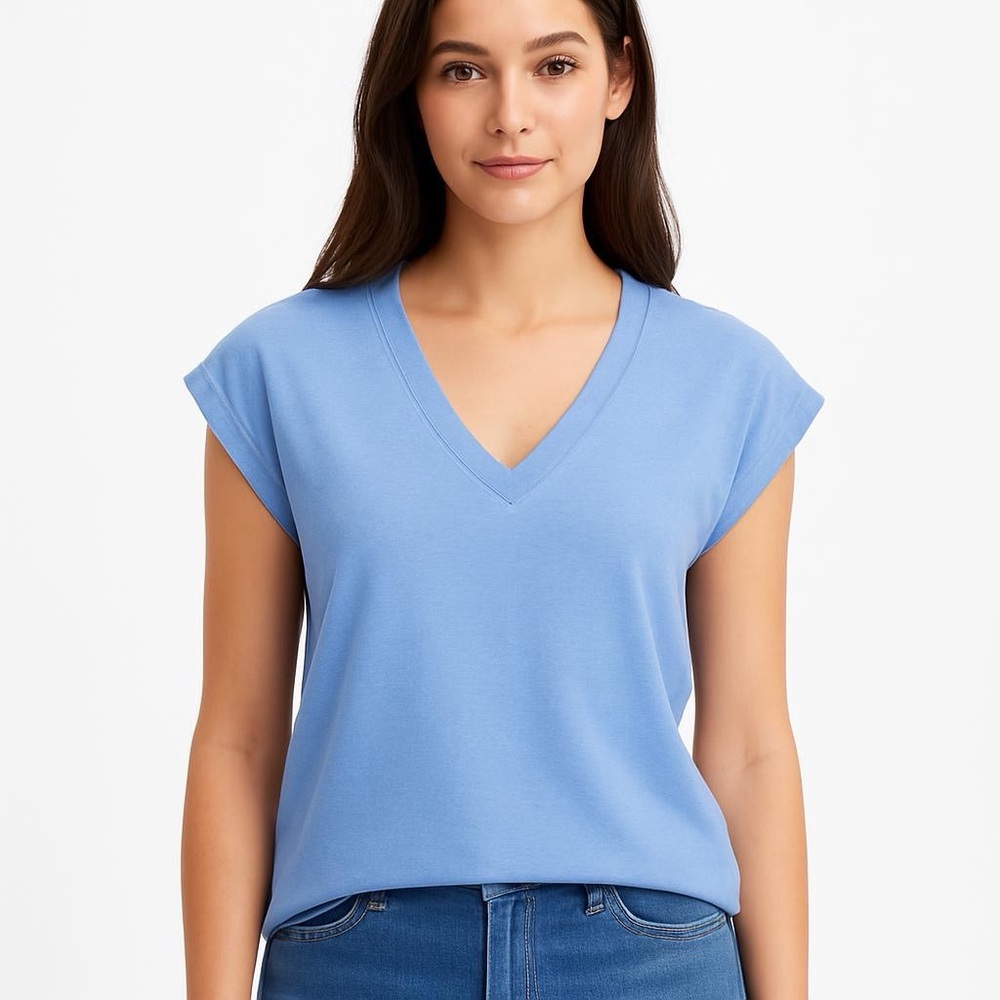 Reiss Malia Blue V-Neck Women's Top